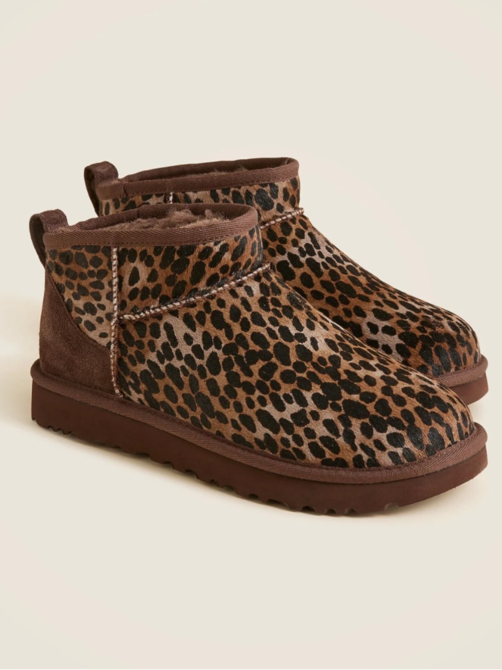 New In Box UGG Classic Ultra Mini Boots in Burnt Cedar Leopard Print